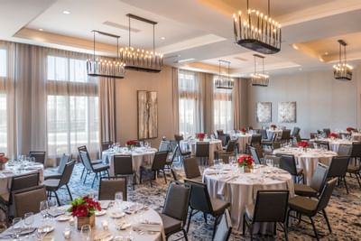 wedding tables in ballroom