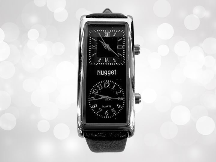 Black and Silver Color Watch with Two Watch Faces