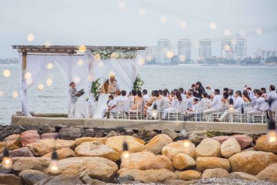 Wedding on the deck by the sea at Buenaventura Grand
