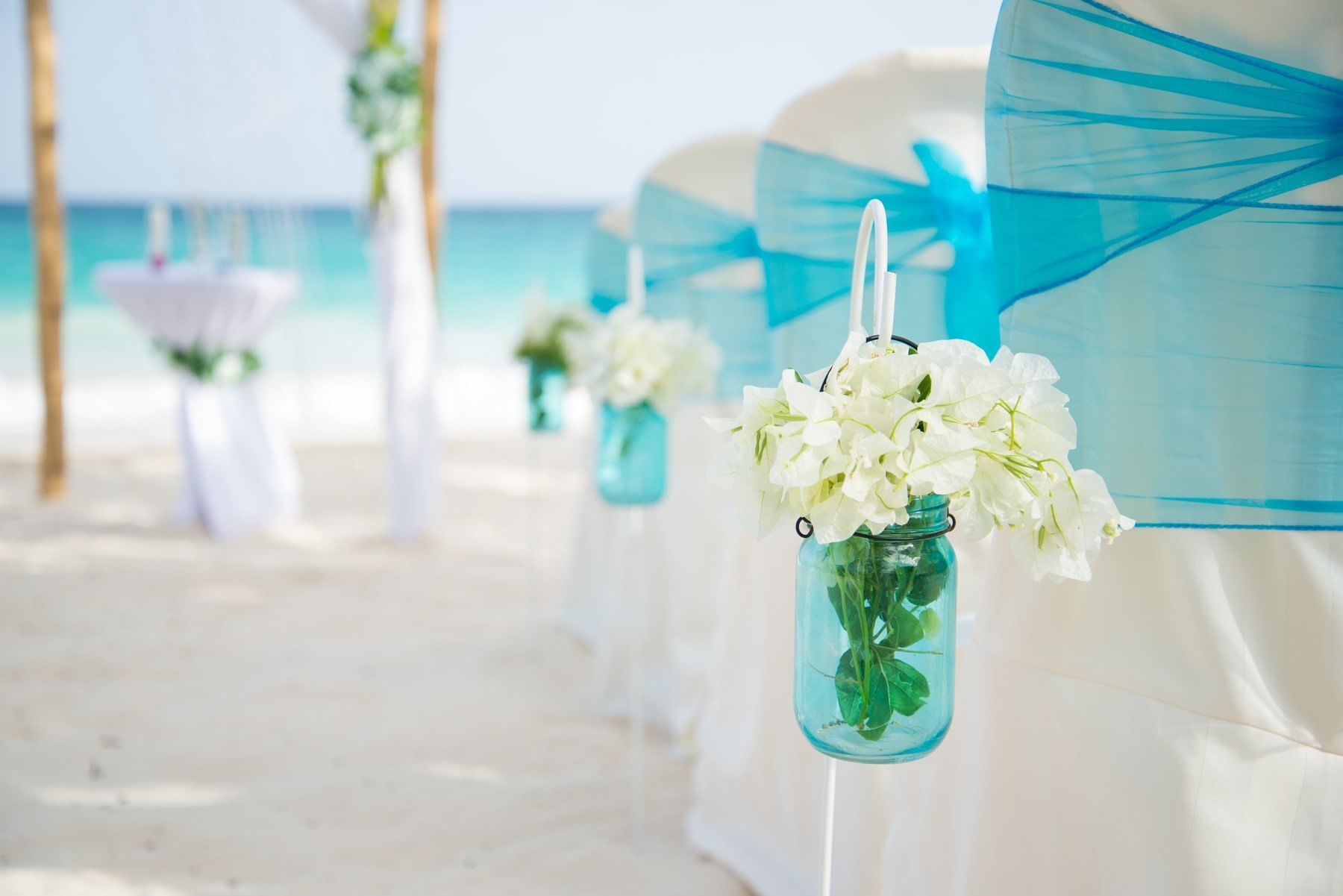 Wedding chair set-up with flowers at Bougainvillea Barbados