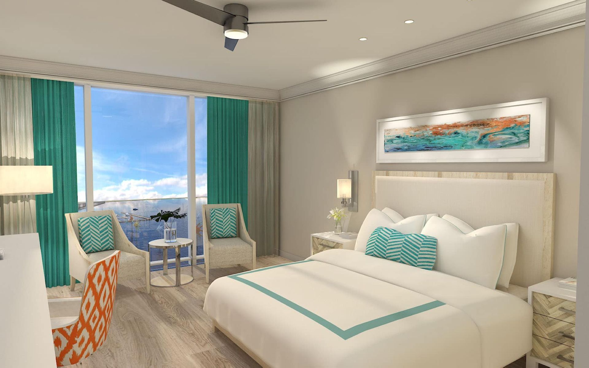 Interior of Stay king guest view bedroom at Sunseeker Resort