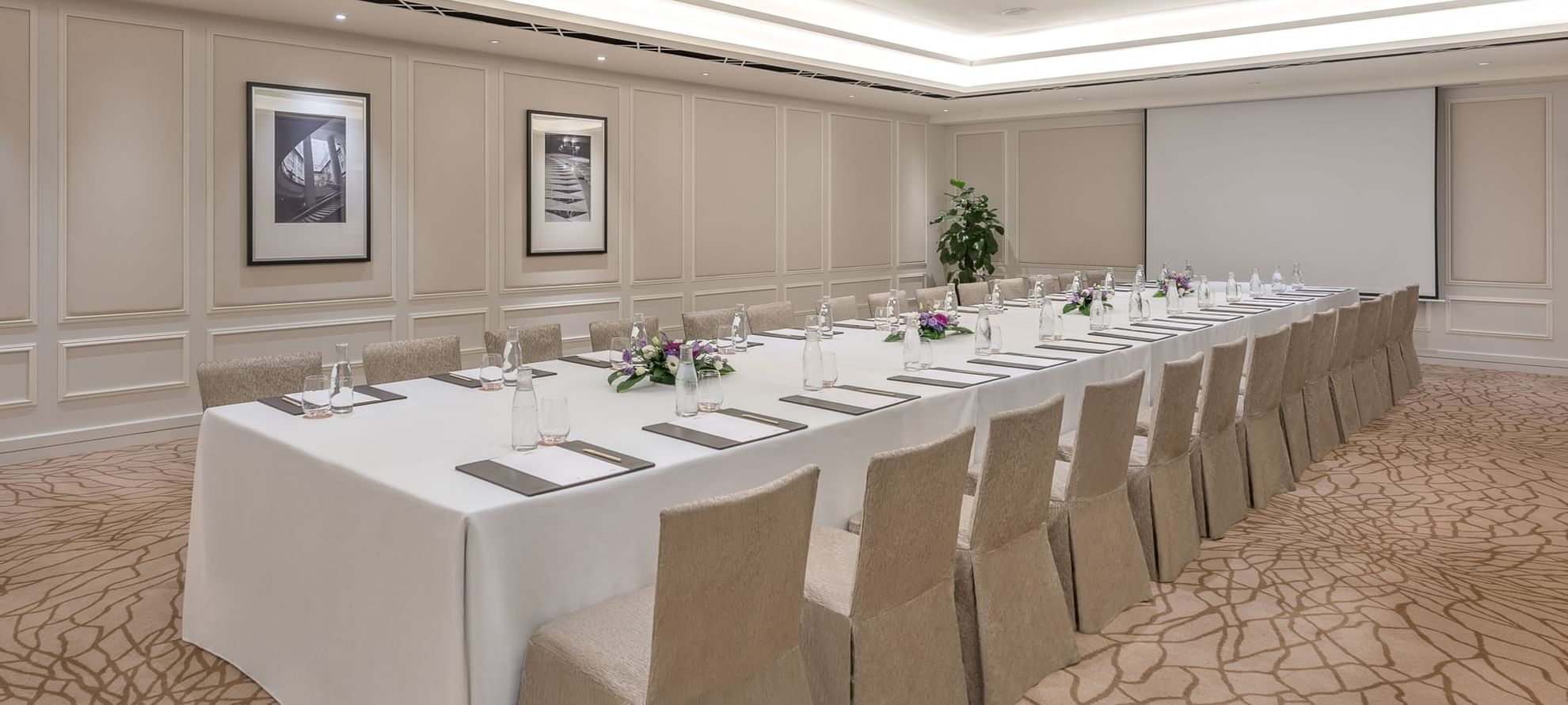 Boardroom table set-up in Function Room at Fullerton Singapore