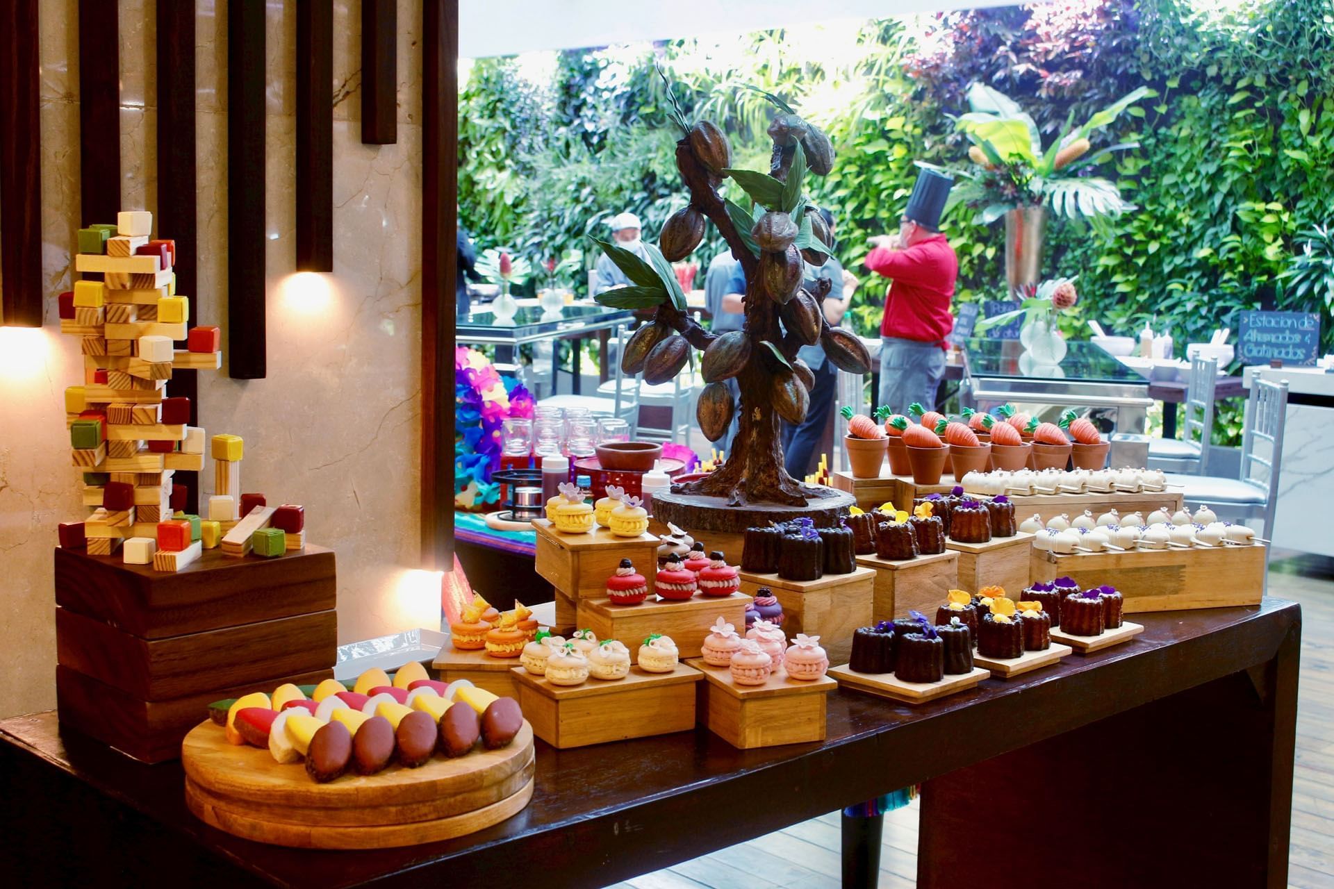 Sweet dessert display in the restaurant at Tikal Futura Hotel