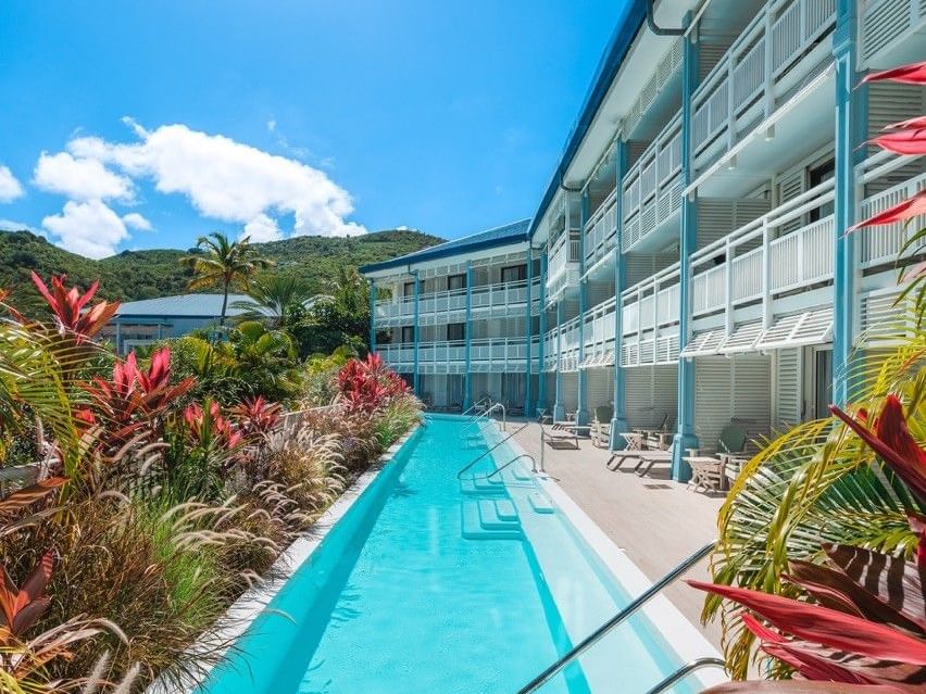 Outdoor pool at 2 Queen Bed with Swim-Out Pool Access in Saint Martin Beach & Spa, one of the top St. Martin resorts