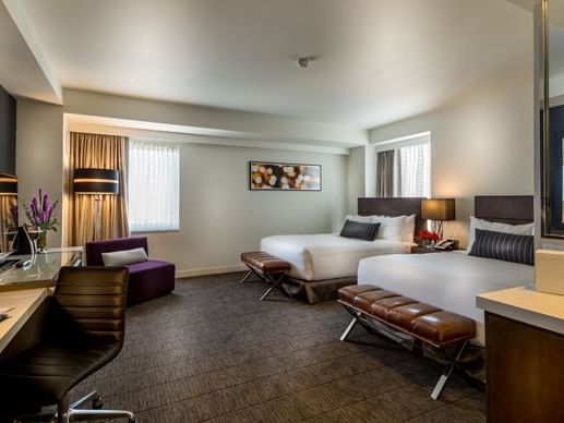 Interior of Double Queen Bedroom at The Godfrey Chicago