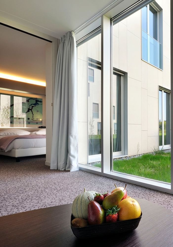 Close-up of a fruit bowl in Junior Suite at Starling Hotel Lausanne accommodation