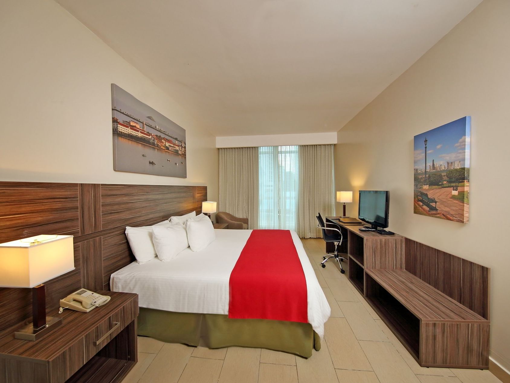 a bed in a hotel room