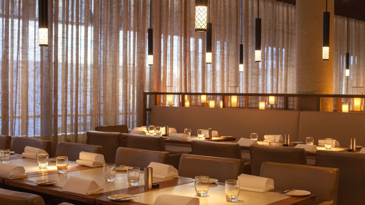 Dining table in Rockpool Bar & Grill at Crown Hotel Perth