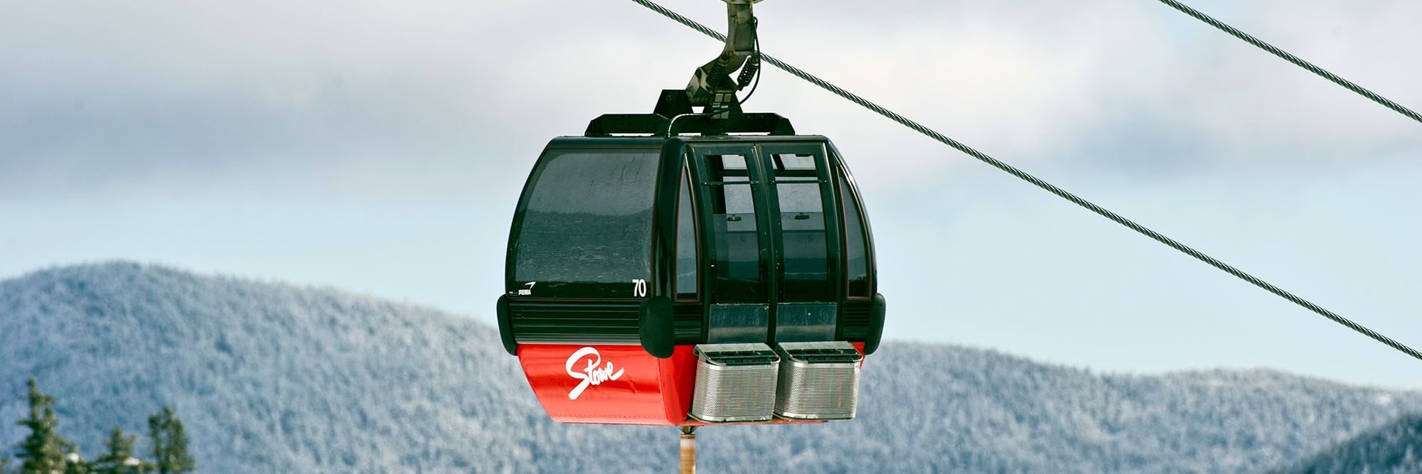 Winter gondola at Stowe Mountain Resort.