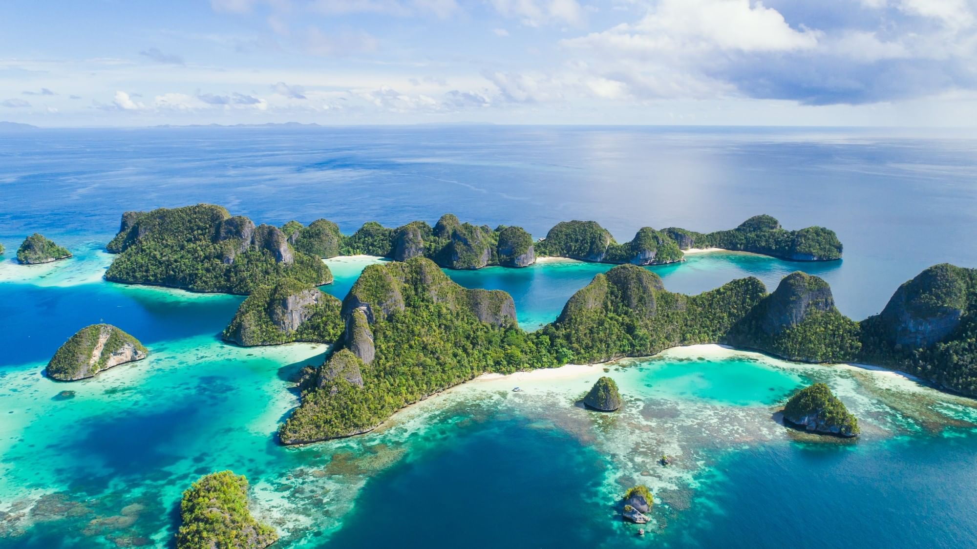 Aerial view of Raja Ampat, Indonesia near Golden Rock Resort
