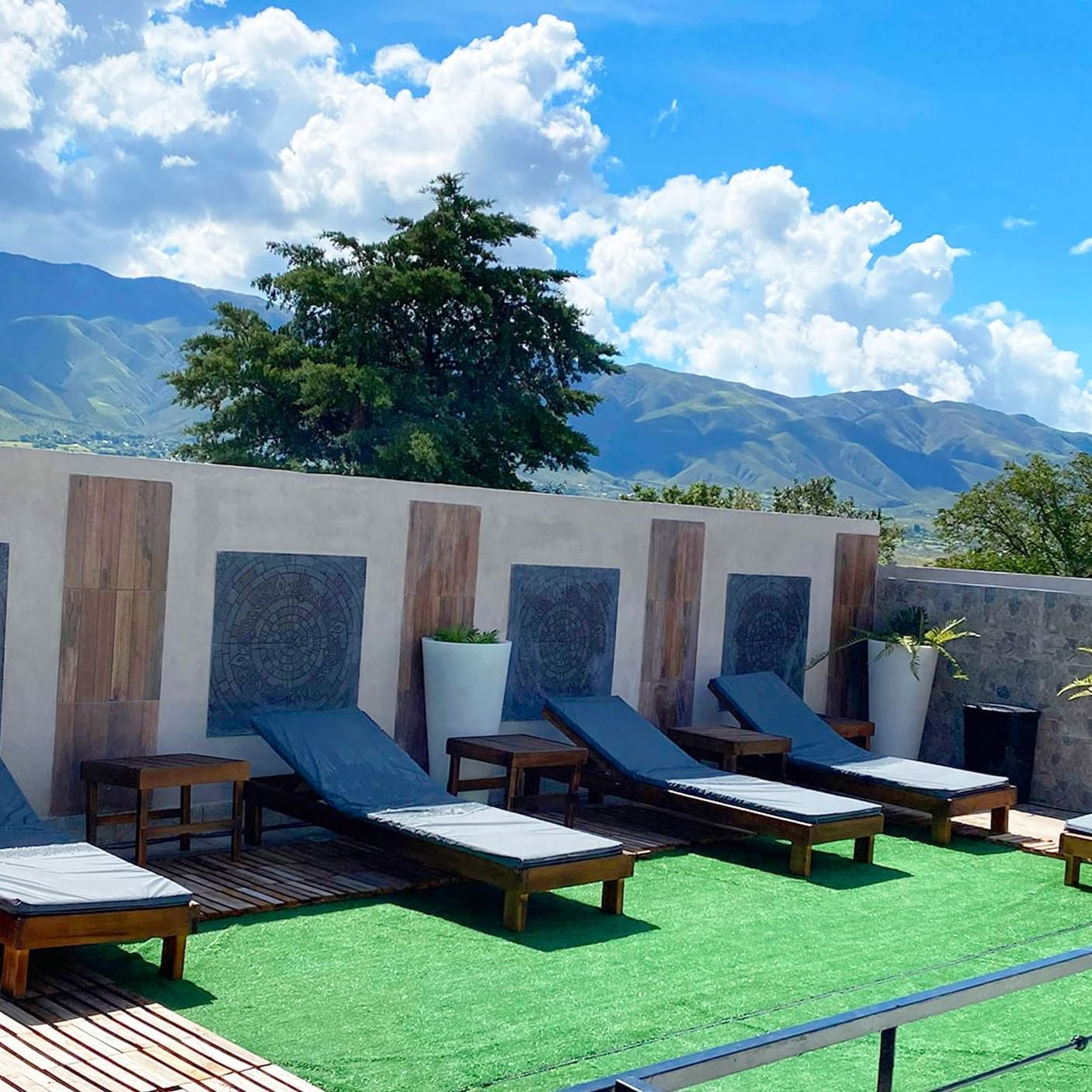 Lounge beds in the rooftop at Hotel Colonial Tafi del Valle
