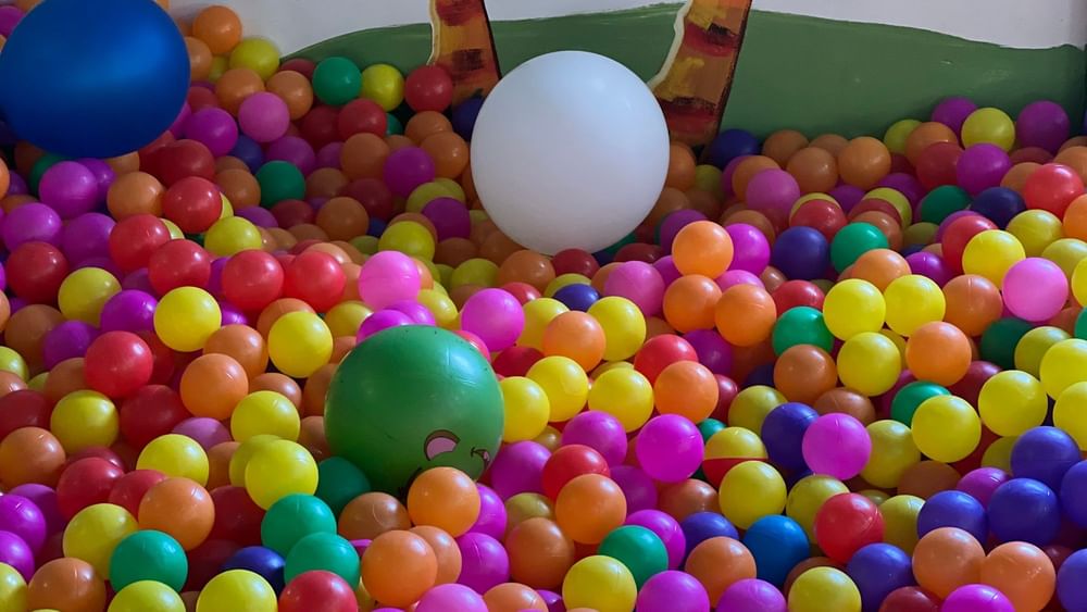 Colorful balls in a play area at Warwick Fiji Resort and Spa in Korolevu.