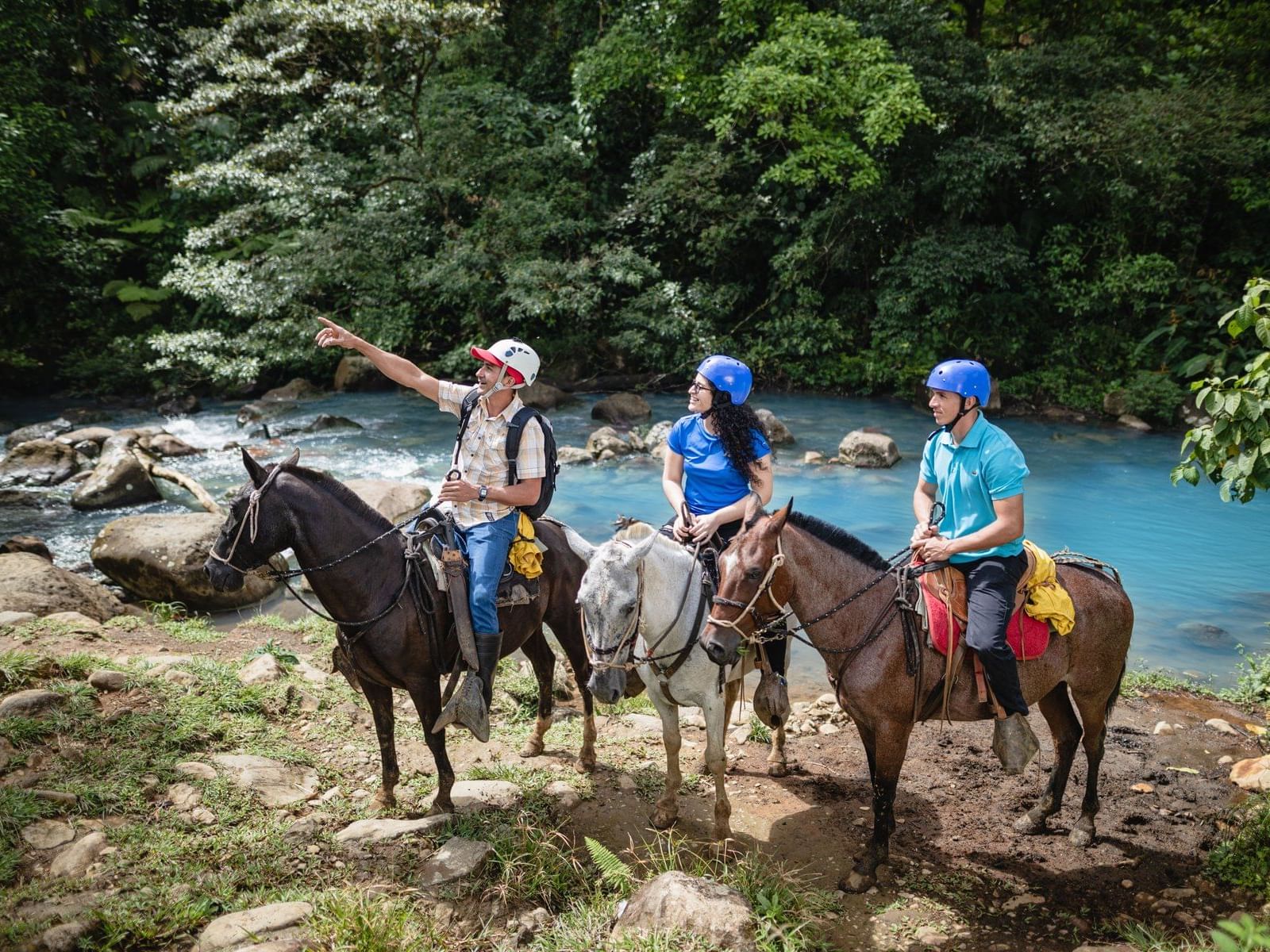 Personas paseos a caballo