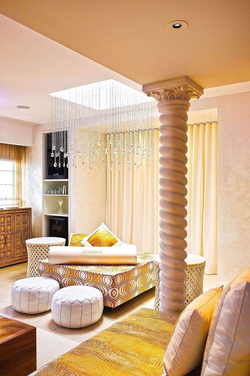 Living room in yellow sofa set & Sun house at Dream South Beach