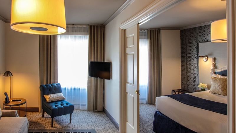 Living & bedroom area of a Suite at Warwick San Francisco