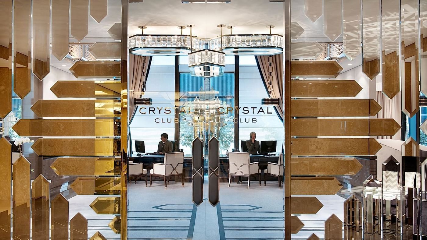 Crystal Made Decorations in a door at Crown Hotels
