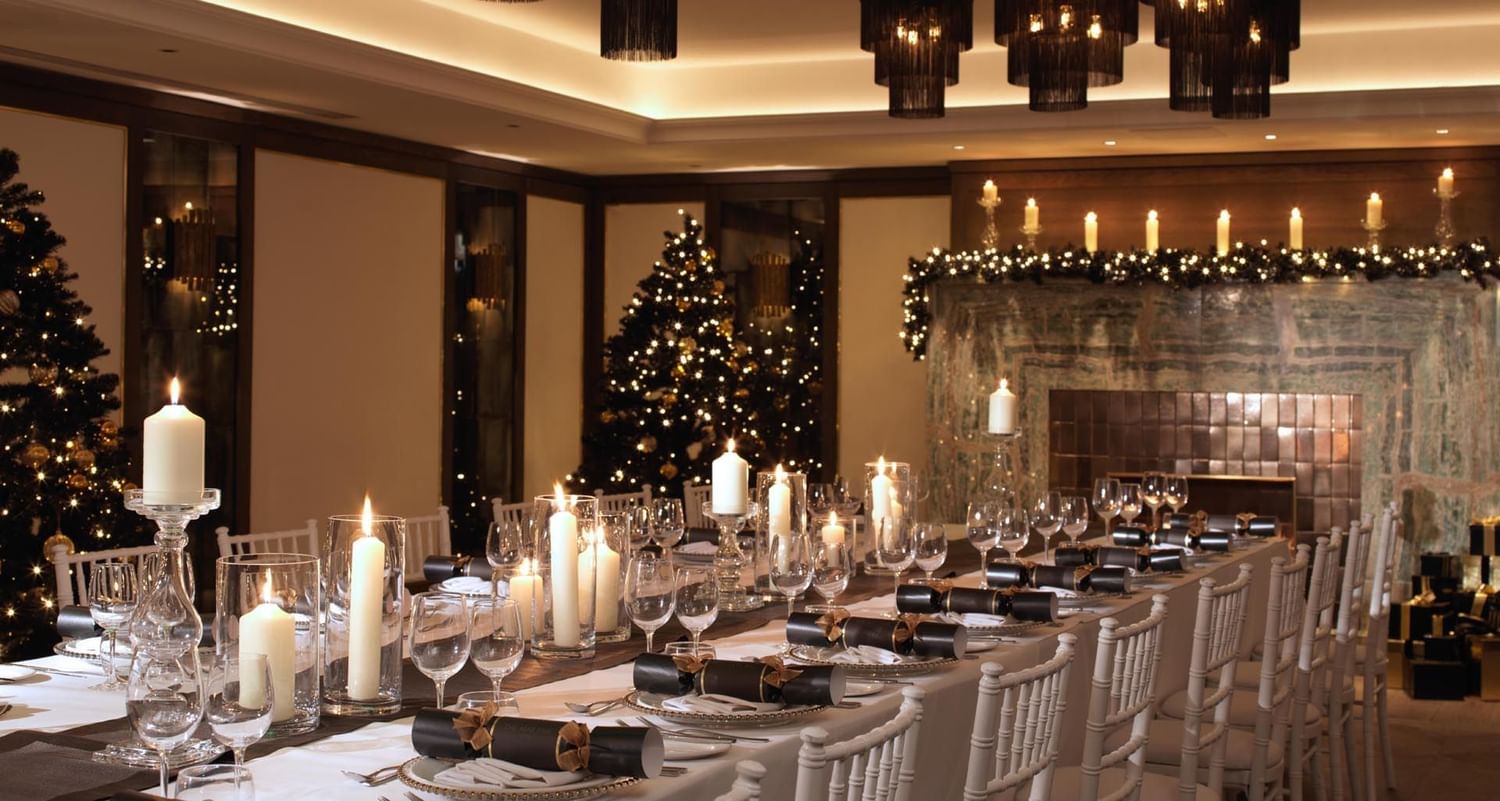 Table setup in private dining room at The May Fair Hotel London