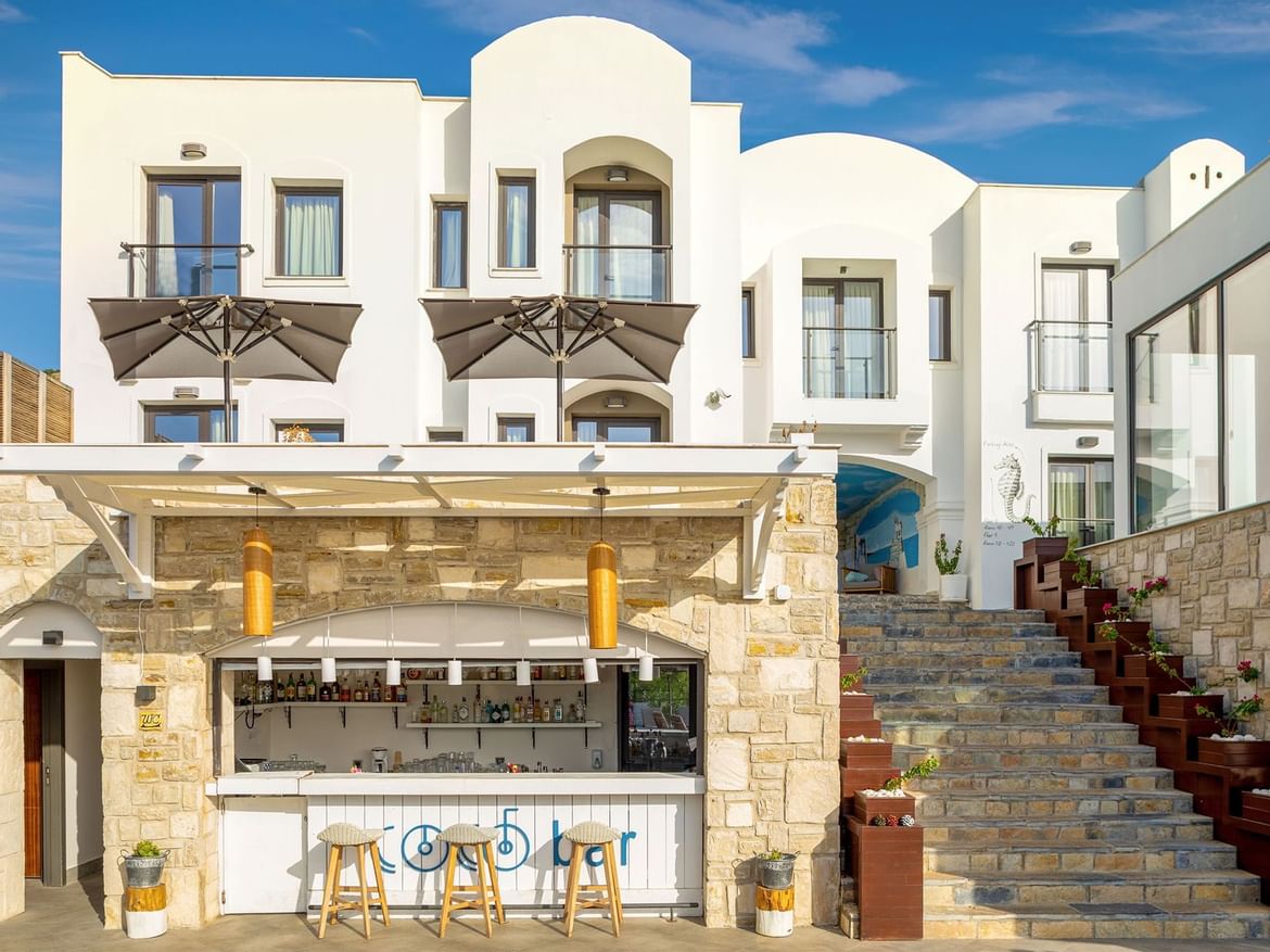 Exterior view of the bar counter of Coco Bar at Senses Hotel