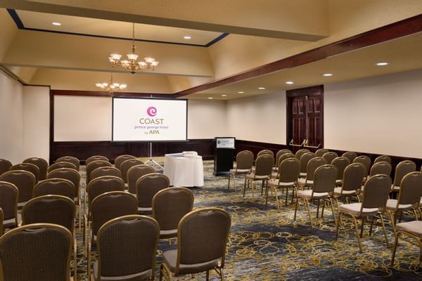 Chairs set up for conference