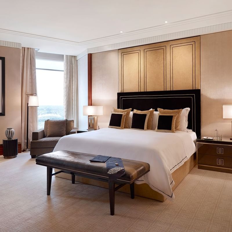 King bed in CTM Crystal Villa Bedroom at Crown Towers Melbourne