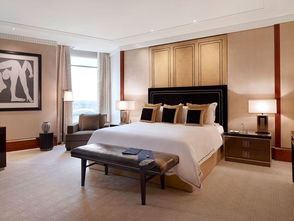 King bed in CTM Crystal Villa Bedroom at Crown Towers Melbourne