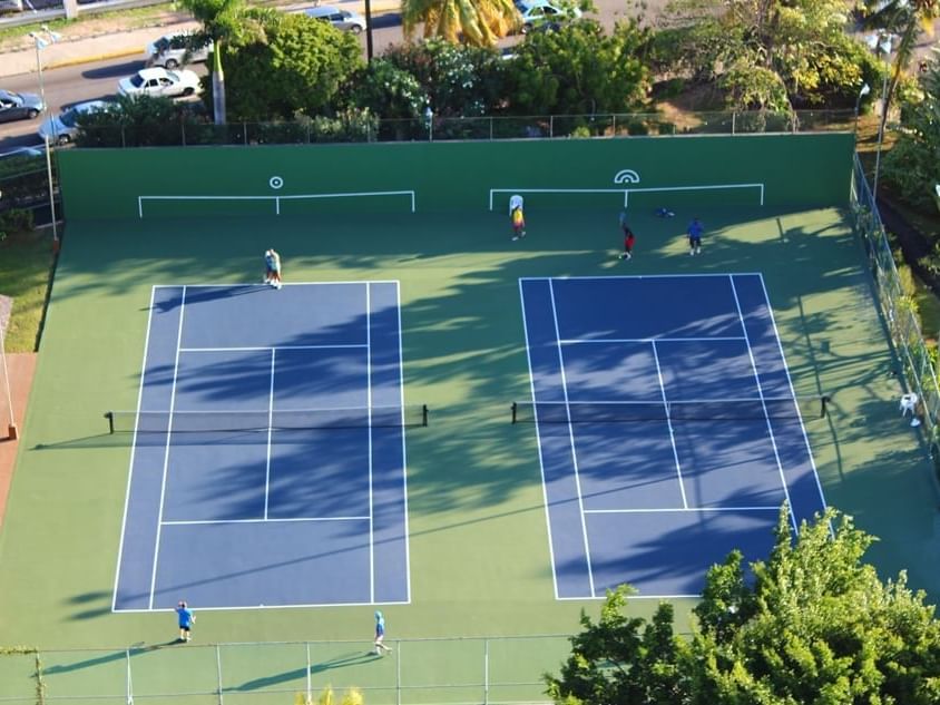 Aerial view of Pegasus tennis court near Courtleigh Hotel