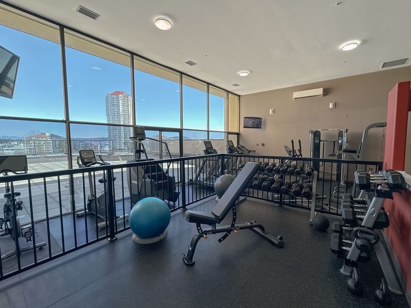hotel fitness centre with ocean view in Nanaimo, BC