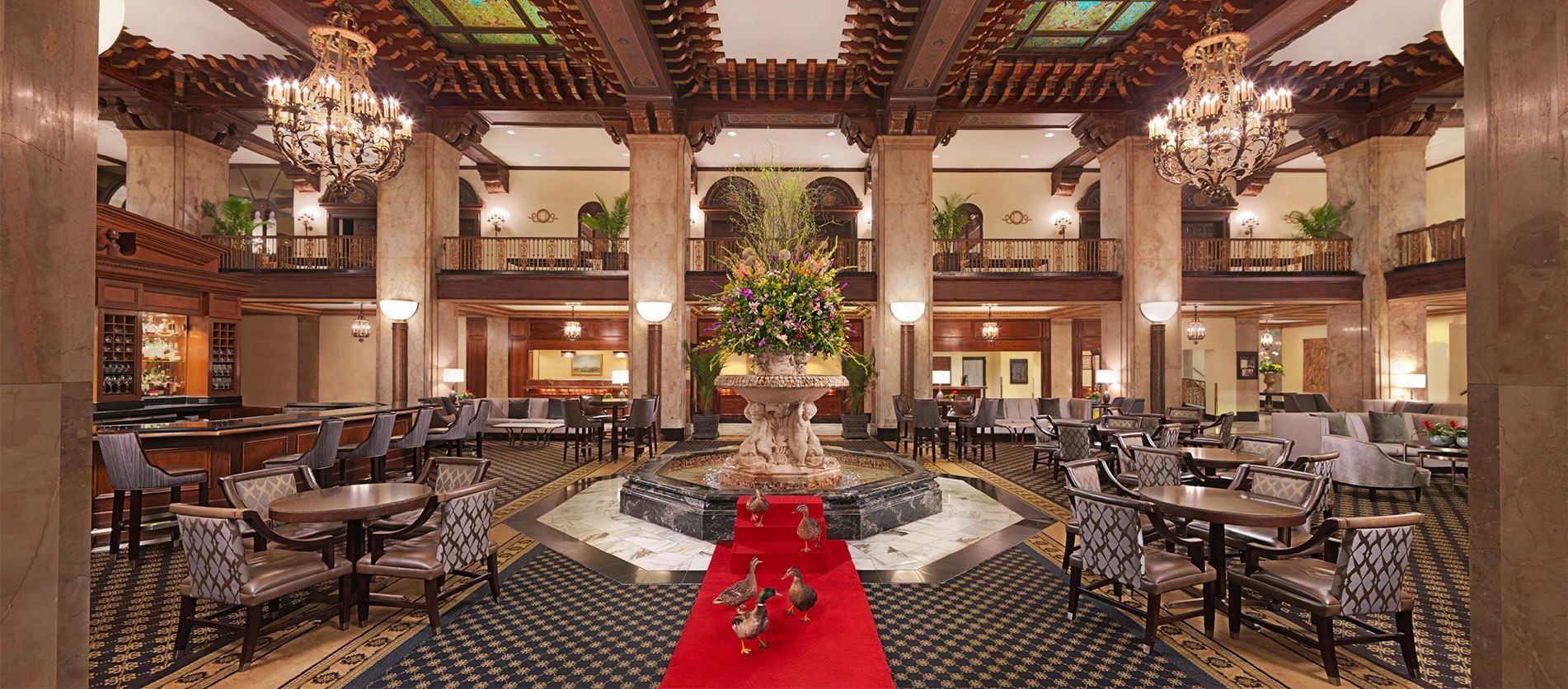 Interior of the grand lobby at The Peabody Memphis