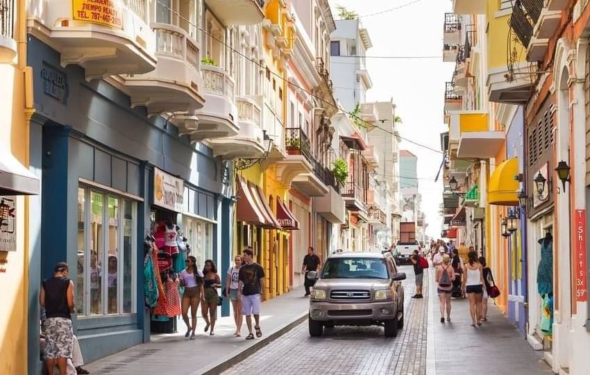 View of a busy street near Hotel El Convento