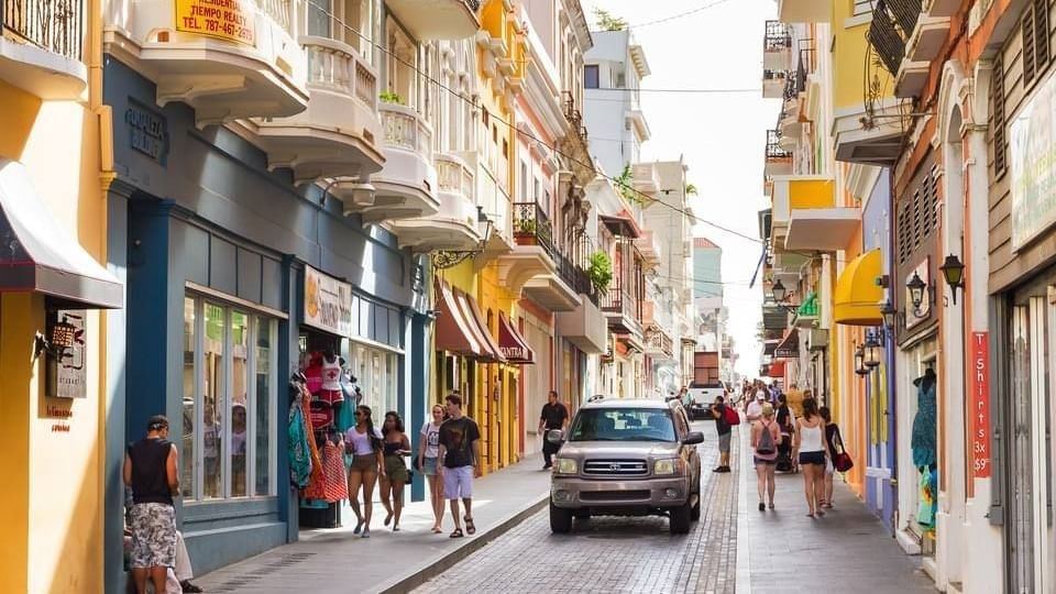 View of a busy street near Hotel El Convento