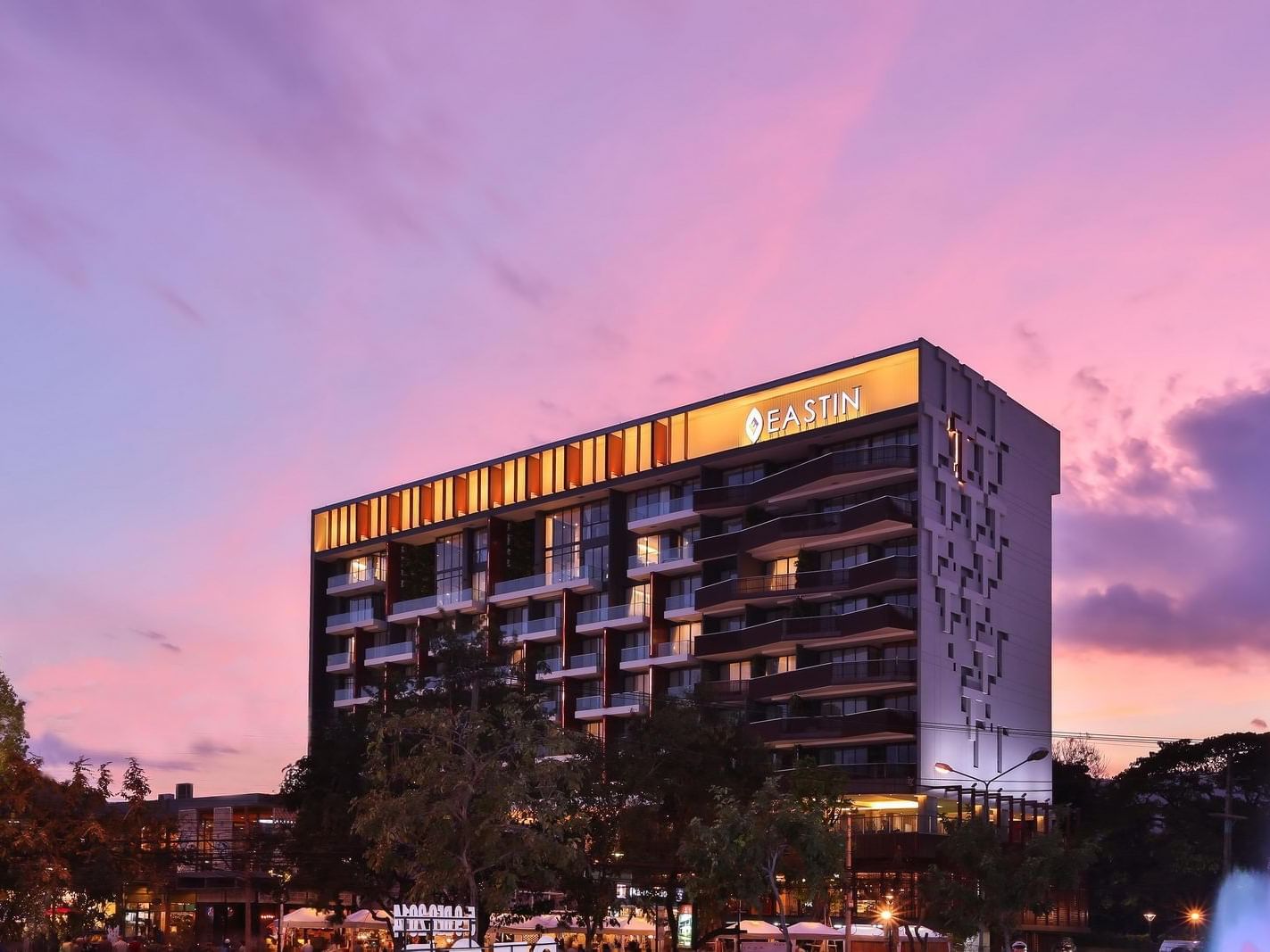 Exterior view of Eastin Tan Hotel Chiang Mai at night