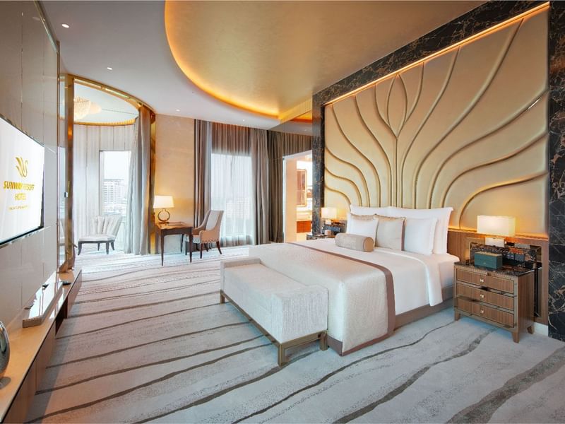 Interior of Superior King Room with carpeted floors at Sunway Hotel Hanoi