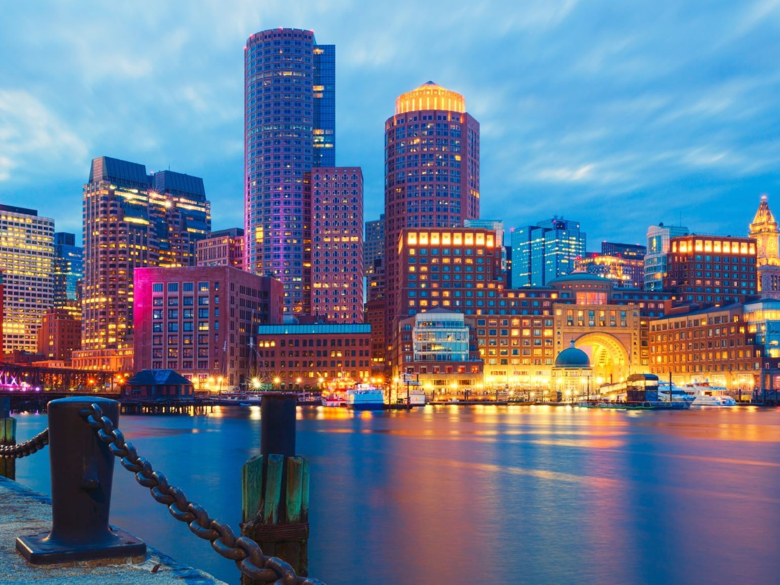 Outside view of the Boston harbor