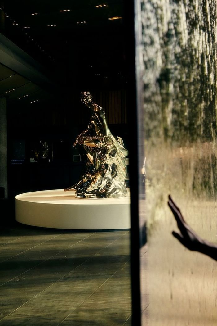 Exterior view of a statue in NGV near The Kinson