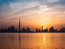 View of the city near Carlton Dubai Creek Hotel at sunset