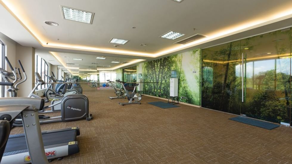 Interior of the Fitness Centre with exercise equipment at Sunway Hotel Seberang Jaya