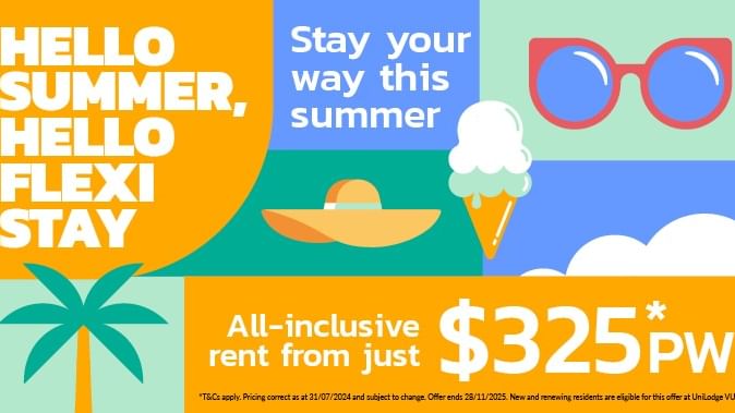 Hello Summer Flexi Stay Offer -  UniLodge VU
