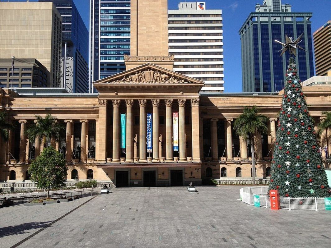 Christmas tree at King George Square near George William Hotel 
