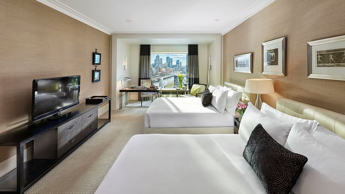 Two beds in Premier Twin Room at Crown Hotel Melbourne