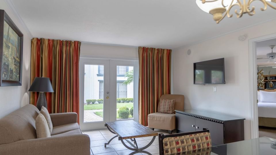 Living area of One-Bedroom Accessible Suite at Lake Buena Vista