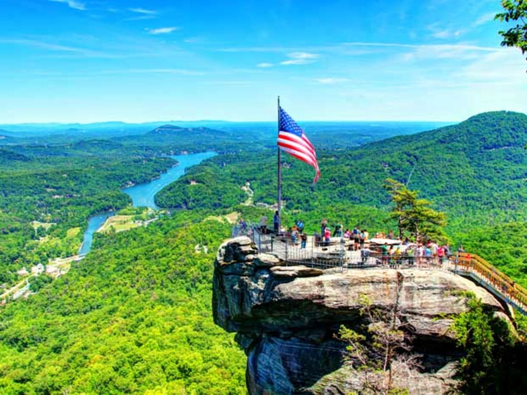 Aerial view of Chimney Rock State Park near Mountain Inn & Suites