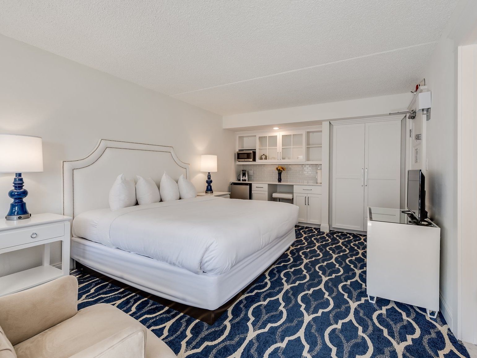 Interior view of Premium King bedroom at ICONA Cape May