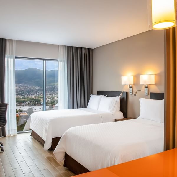Double beds in Superior Room with view at Fiesta Inn