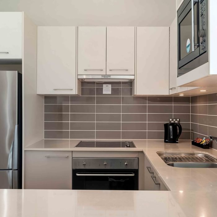 kitchen in suite with new appliances