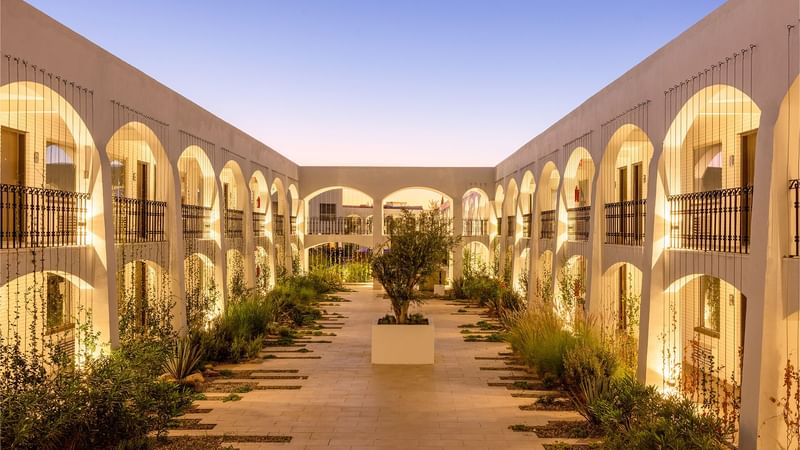 Plant pots in the indoor courtyard area at Gamma Ciudad Juarez