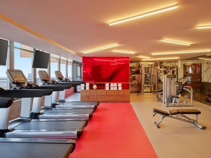 Fitness center with treadmills at FA Hotels & Resorts