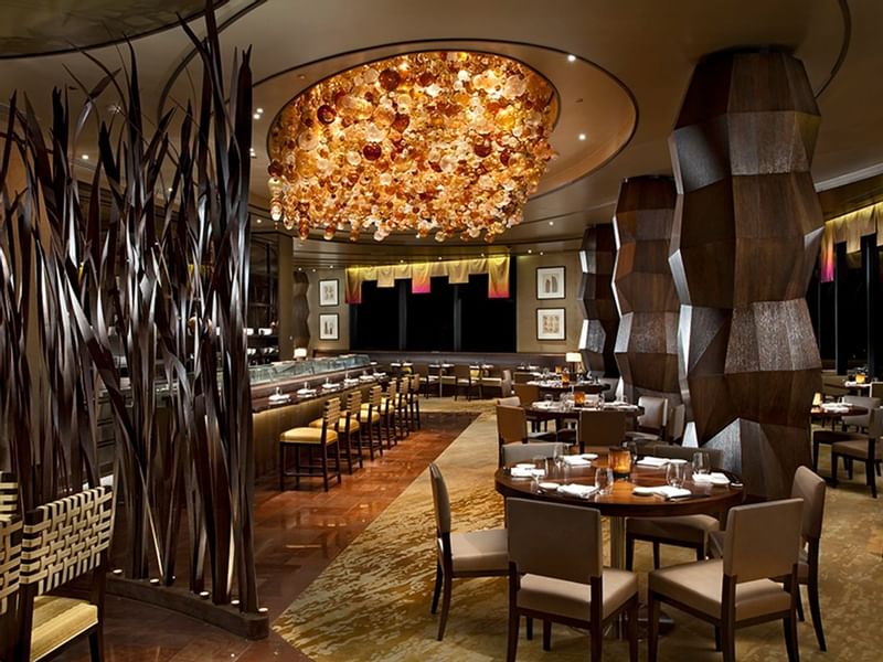 Dining table setup in Nobu restaurant at Crown Hotel Perth