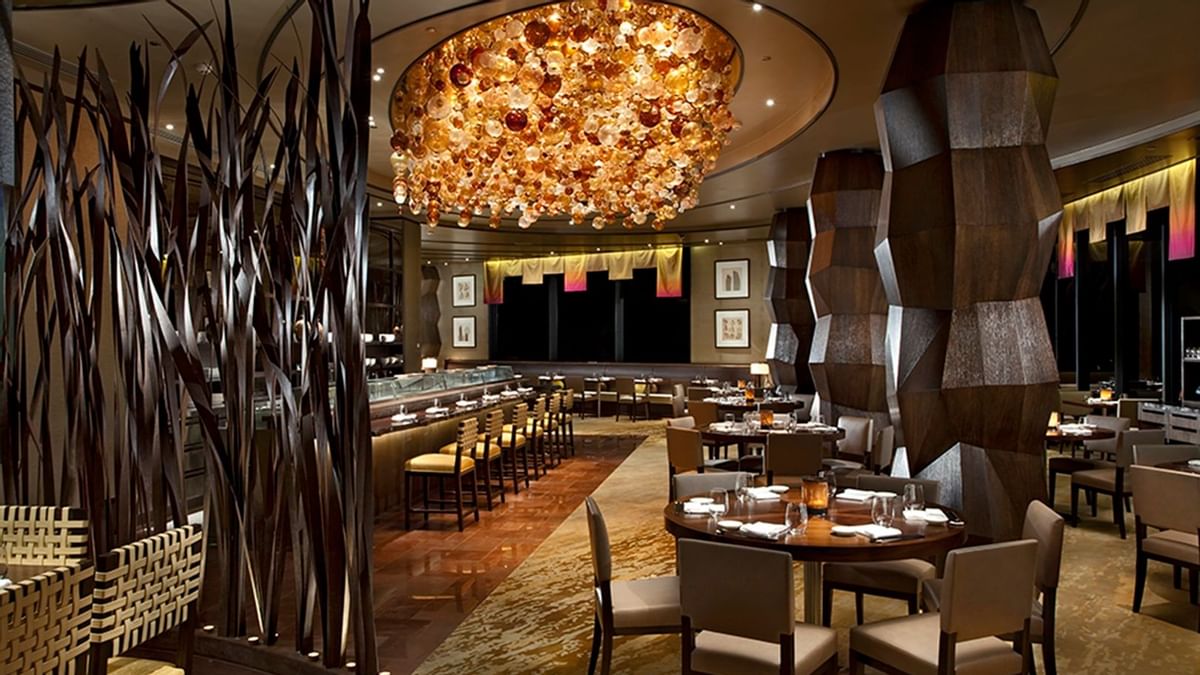 Dining table setup in Nobu restaurant at Crown Hotel Perth