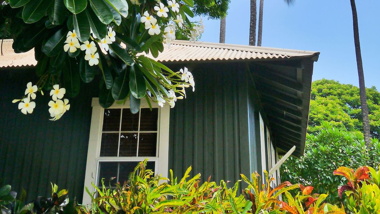 Waimea Plantation Cottages Cottage 46 exterior with trees and flowers