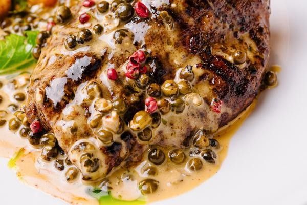 Peppercorn sauce on steak one of the most traditional steak sauces